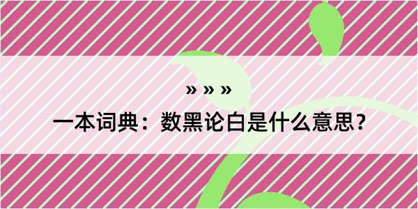 一本词典：数黑论白是什么意思？