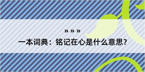 一本词典：铭记在心是什么意思？