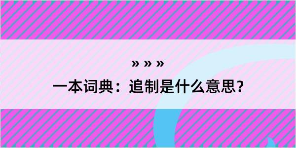 一本词典：追制是什么意思？