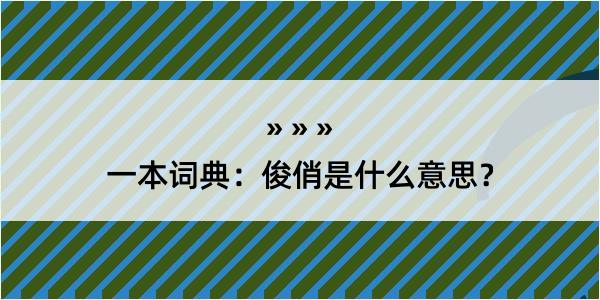 一本词典：俊俏是什么意思？