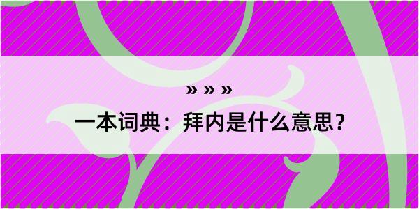 一本词典：拜内是什么意思？