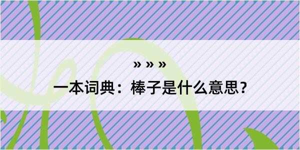 一本词典：棒子是什么意思？