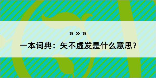 一本词典：矢不虚发是什么意思？