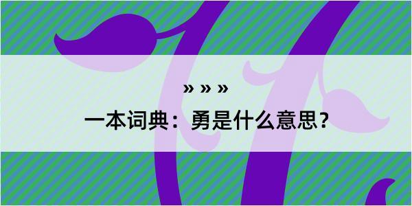 一本词典：勇是什么意思？