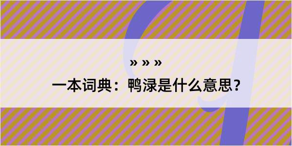 一本词典：鸭渌是什么意思？