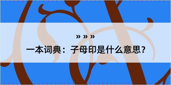 一本词典：子母印是什么意思？