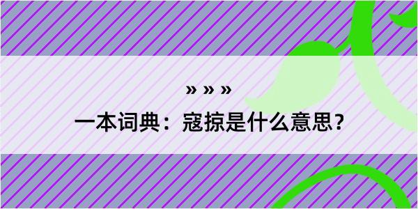 一本词典：寇掠是什么意思？