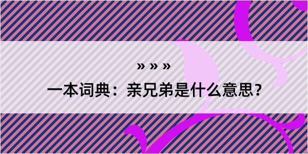 一本词典：亲兄弟是什么意思？