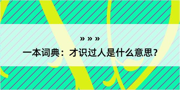 一本词典：才识过人是什么意思？