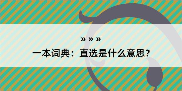 一本词典：直选是什么意思？