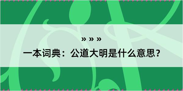 一本词典：公道大明是什么意思？