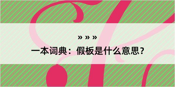 一本词典：假板是什么意思？