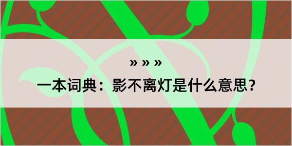 一本词典：影不离灯是什么意思？