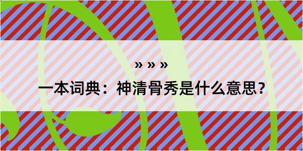 一本词典：神清骨秀是什么意思？