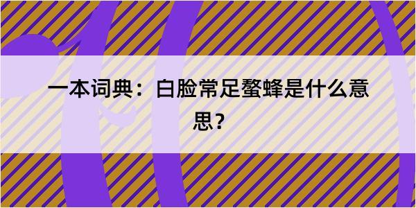 一本词典：白脸常足螯蜂是什么意思？