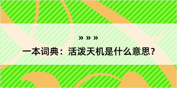 一本词典：活泼天机是什么意思？