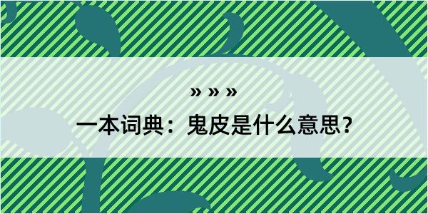 一本词典：鬼皮是什么意思？