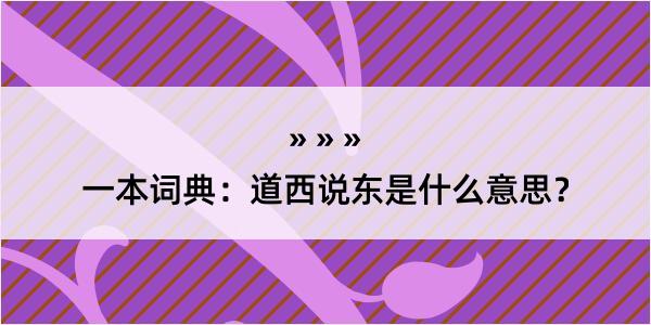 一本词典：道西说东是什么意思？