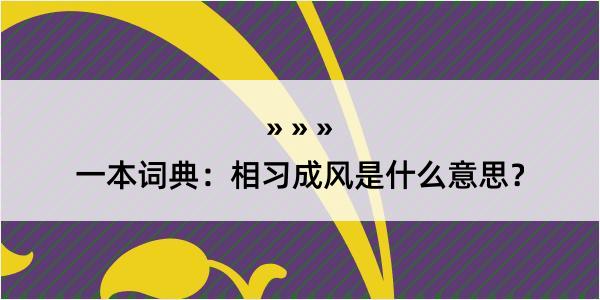 一本词典：相习成风是什么意思？