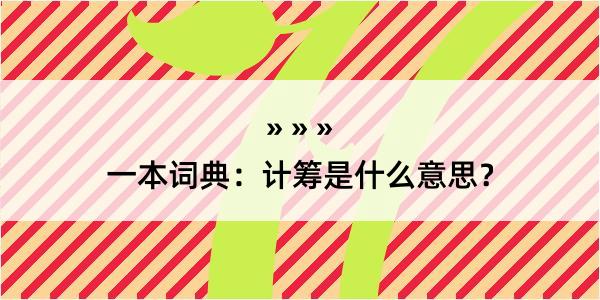 一本词典：计筹是什么意思？