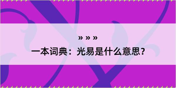 一本词典：光易是什么意思？