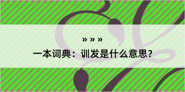 一本词典：训发是什么意思？