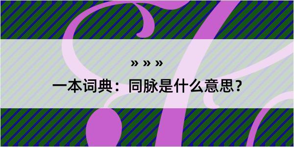 一本词典：同脉是什么意思？