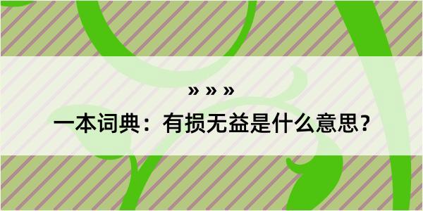 一本词典：有损无益是什么意思？