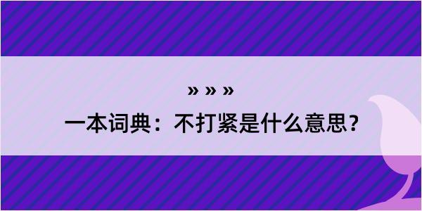 一本词典：不打紧是什么意思？