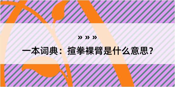 一本词典：揎拳裸臂是什么意思？