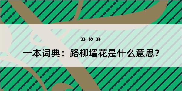 一本词典：路柳墙花是什么意思？