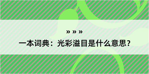 一本词典：光彩溢目是什么意思？