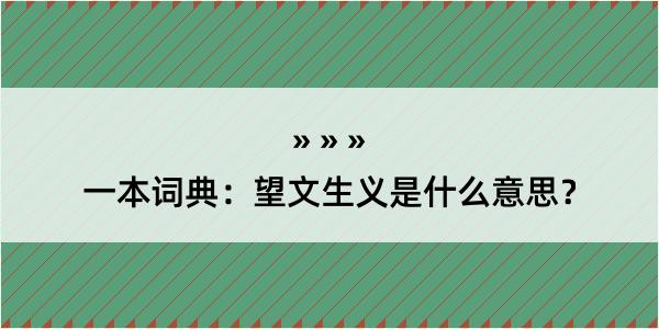 一本词典：望文生义是什么意思？