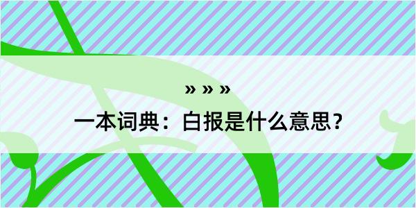 一本词典：白报是什么意思？