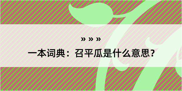 一本词典：召平瓜是什么意思？