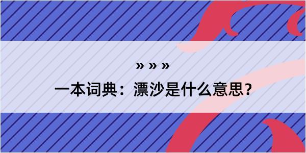 一本词典：漂沙是什么意思？