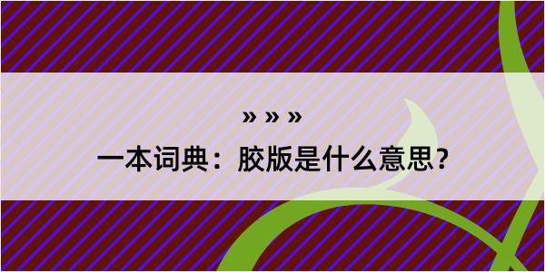 一本词典：胶版是什么意思？