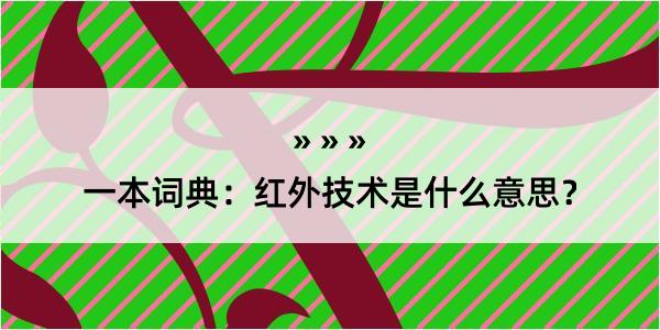 一本词典：红外技术是什么意思？