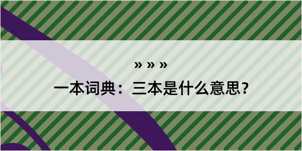 一本词典：三本是什么意思？