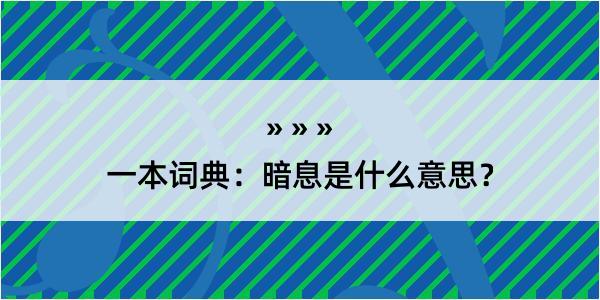 一本词典：暗息是什么意思？