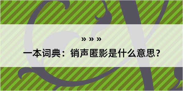 一本词典：销声匿影是什么意思？