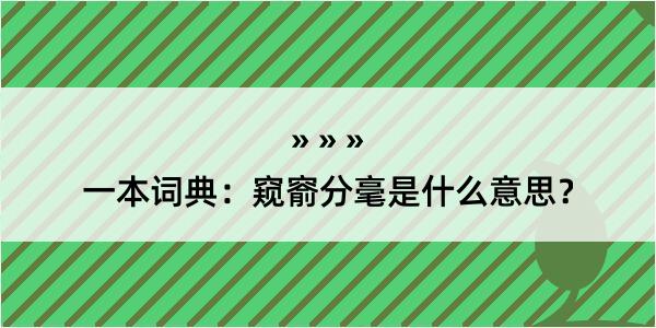 一本词典：窥窬分毫是什么意思？