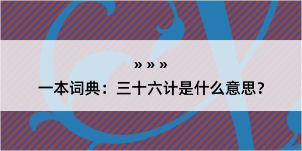 一本词典：三十六计是什么意思？