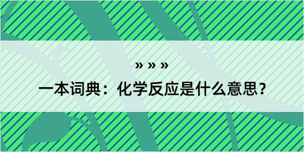 一本词典：化学反应是什么意思？