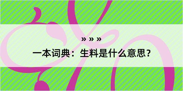 一本词典：生料是什么意思？