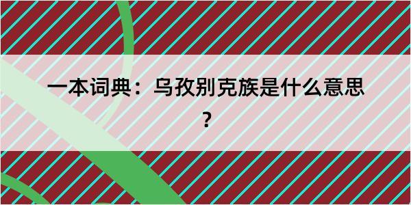 一本词典：乌孜别克族是什么意思？