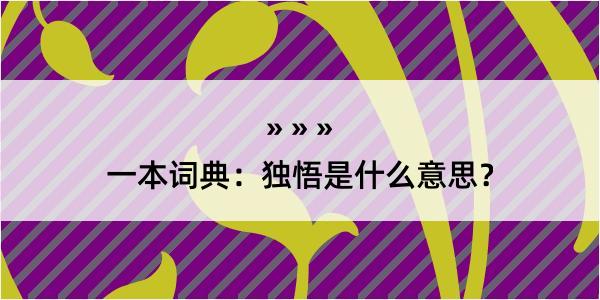 一本词典：独悟是什么意思？