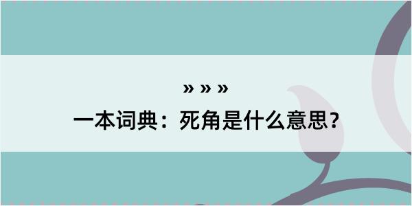 一本词典：死角是什么意思？