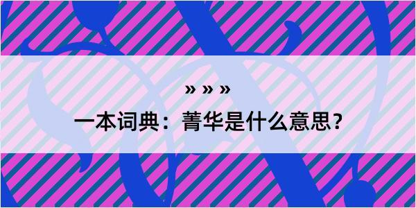 一本词典：菁华是什么意思？