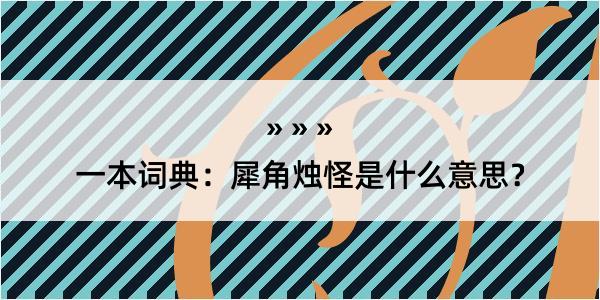 一本词典：犀角烛怪是什么意思？